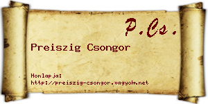 Preiszig Csongor névjegykártya